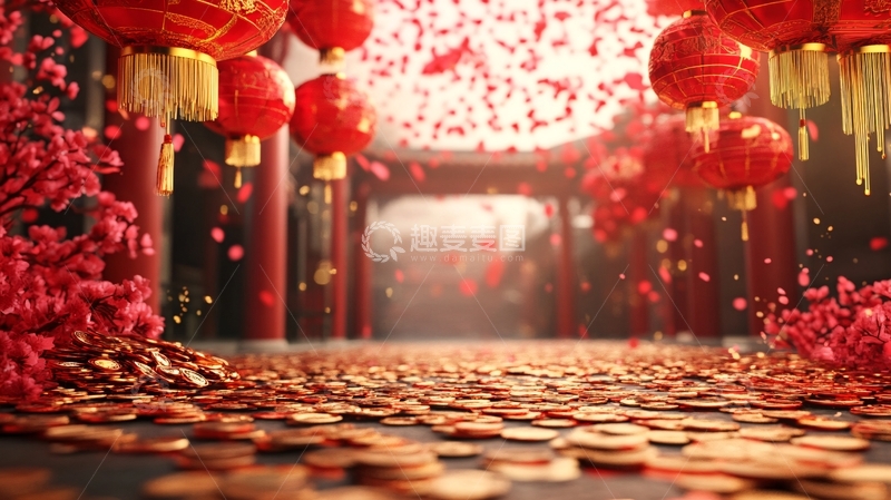 高清大图下载【趣麦麦图】古代迎春纳财场景3