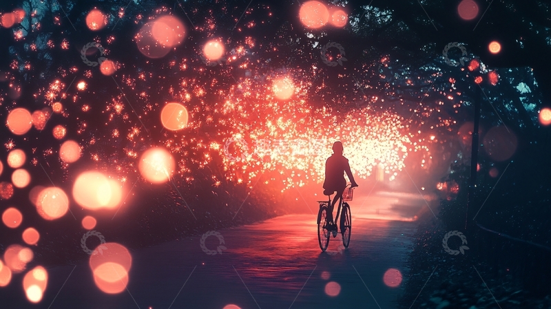 高清大图下载【趣麦麦图】自行车投影