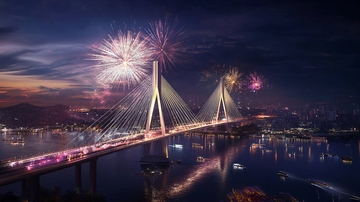 跨海大桥烟火花