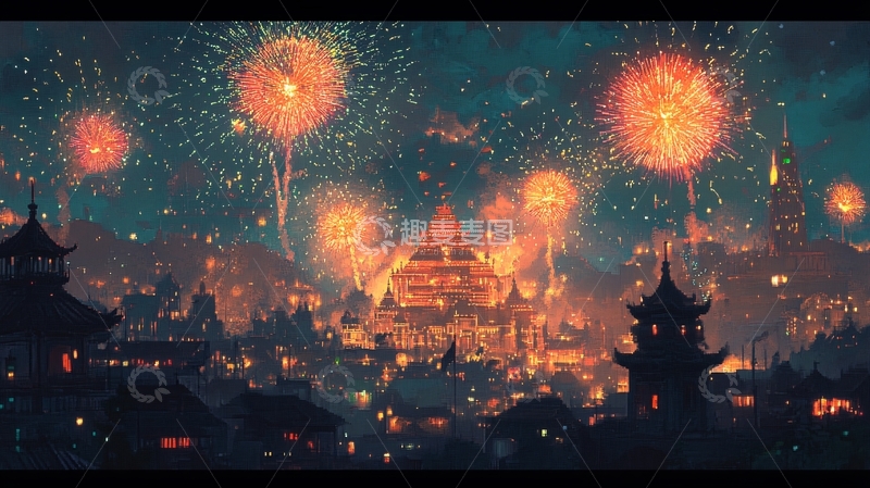 高清大图下载【趣麦麦图】横版烟火35