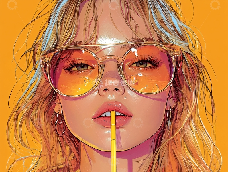 高清大图下载【趣麦麦图】美女潮流插画18