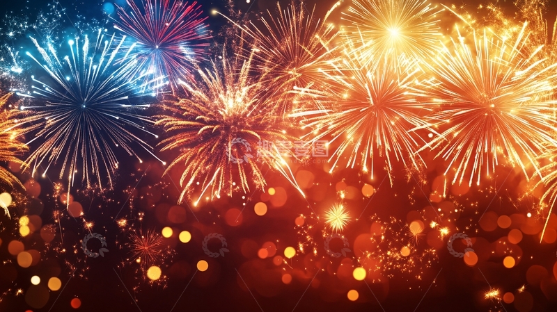 高清大图下载【趣麦麦图】烟花表演喜庆节日背景