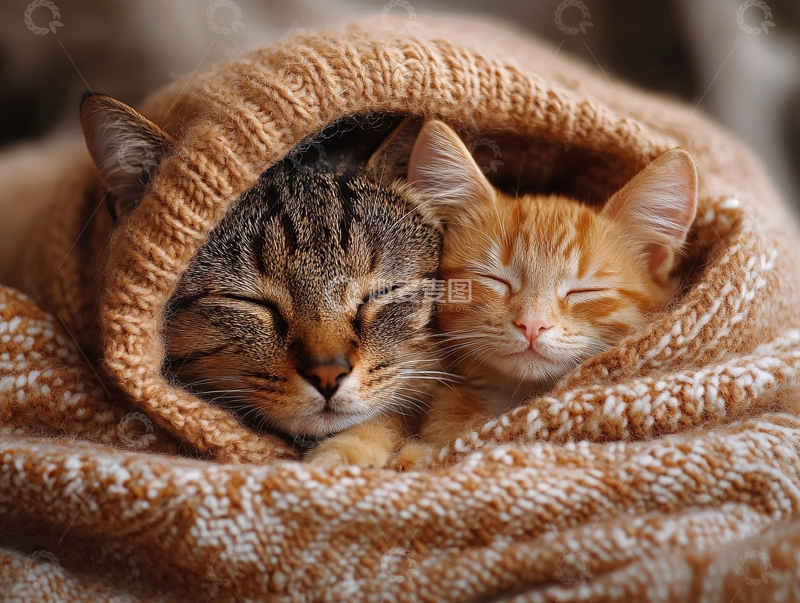 高清大图下载【趣麦麦图】躺在窝里的小猫们
