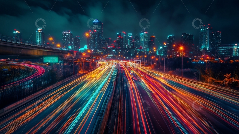 高清大图下载【趣麦麦图】城市车流光绘2