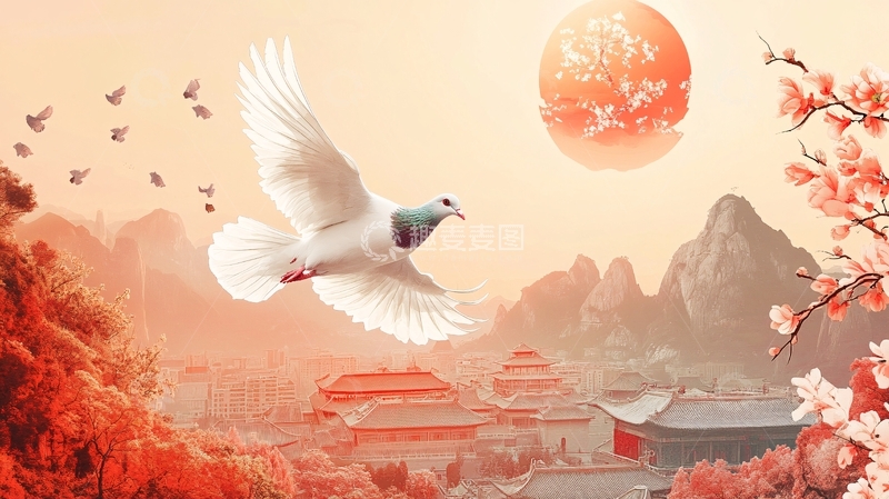 高清大图下载【趣麦麦图】鹤舞九天背景8