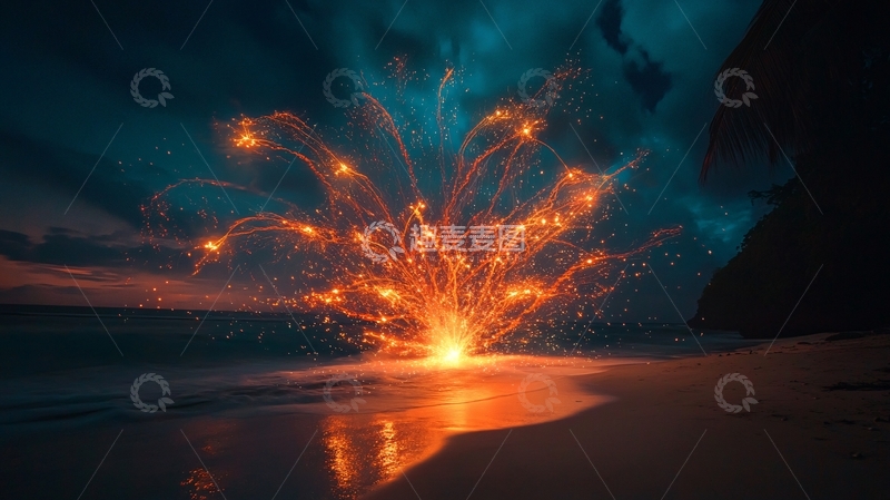 高清大图下载【趣麦麦图】海中焰火