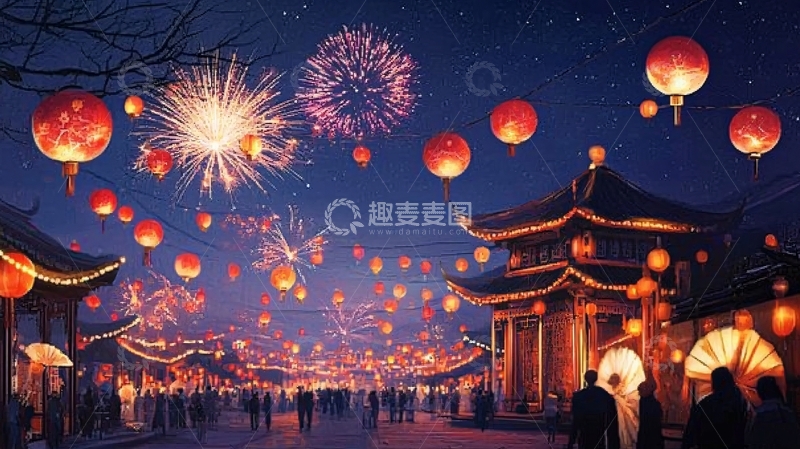 高清大图下载【趣麦麦图】中华传统节日夜景
