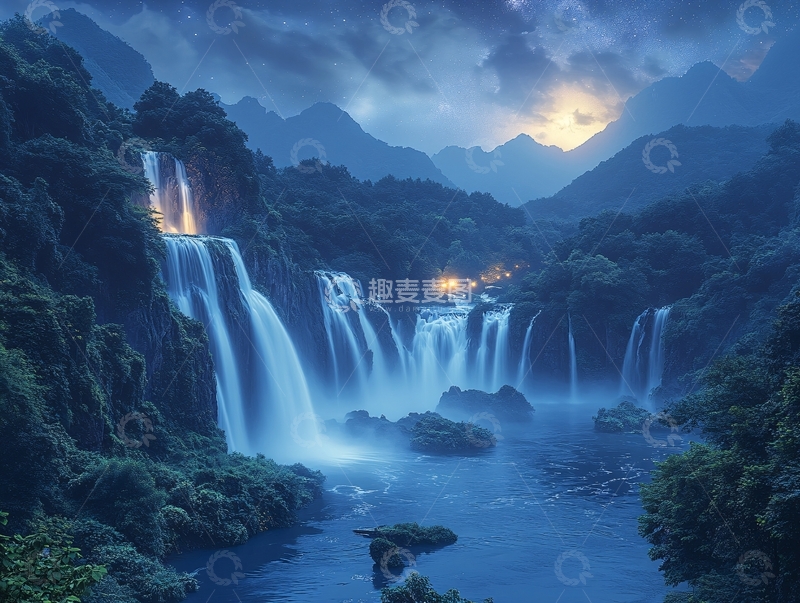 高清大图下载【趣麦麦图】高清瀑布背景墙壁纸9