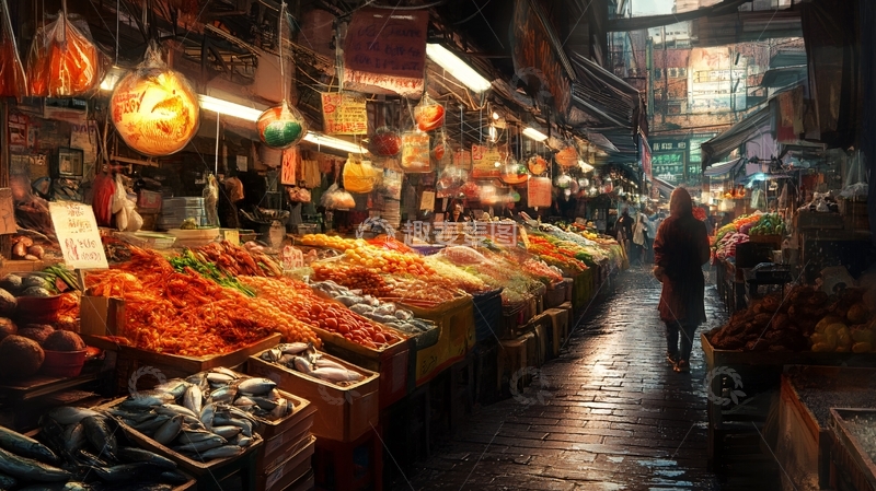 高清大图下载【趣麦麦图】屋邨菜市场