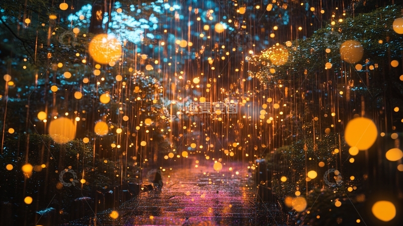 高清大图下载【趣麦麦图】雨景灯光
