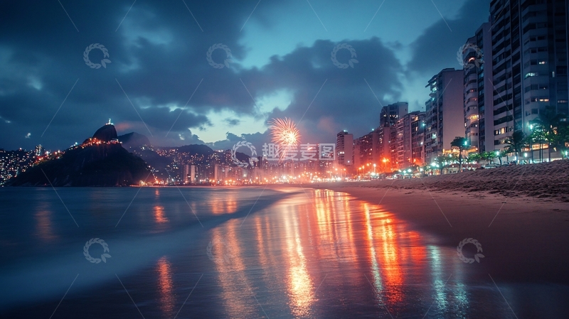 高清大图下载【趣麦麦图】铜锣湾海岸线夜景