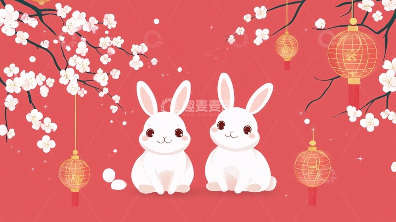 高清大图下载【趣麦麦图】兔年春节家庭合影