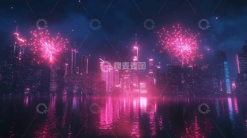 高清大图下载【趣麦麦图】维多利亚湾元旦背景2