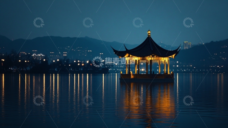 高清大图下载【趣麦麦图】东钱湖夜景
