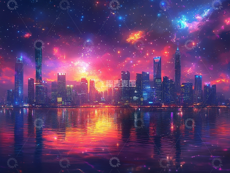 高清大图下载【趣麦麦图】城市烟花夜景3