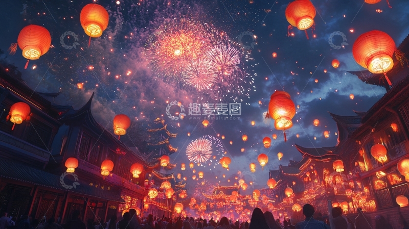 高清大图下载【趣麦麦图】横店插画15