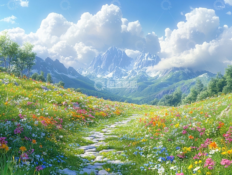 高清大图下载【趣麦麦图】唯美梦幻花田场景93