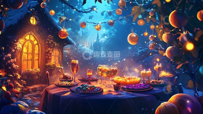 高清大图下载【趣麦麦图】南瓜主题场景设计1