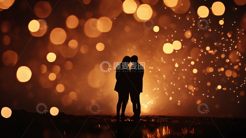 高清大图下载【趣麦麦图】灯光下的情侣