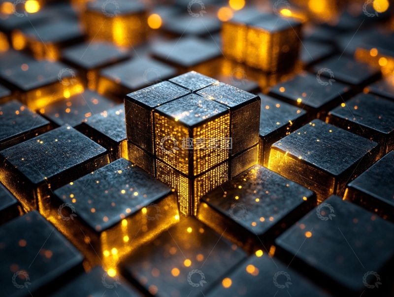 高清大图下载【趣麦麦图】金色立方体