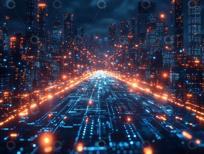 高清大图下载【趣麦麦图】橙色科技城市9