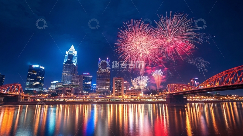 高清大图下载【趣麦麦图】城市夜景烟花13