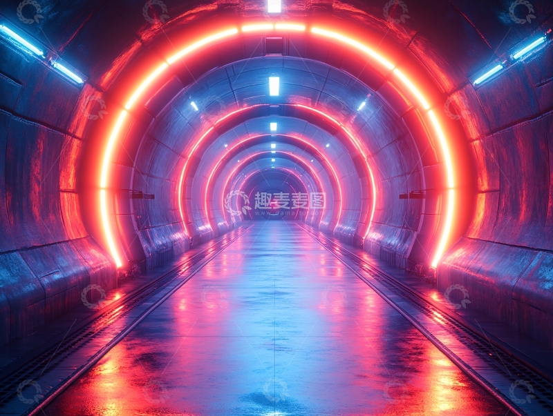 高清大图下载【趣麦麦图】流光溢彩的霓虹灯走廊24