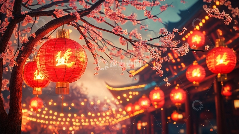 高清大图下载【趣麦麦图】灯笼与红樱