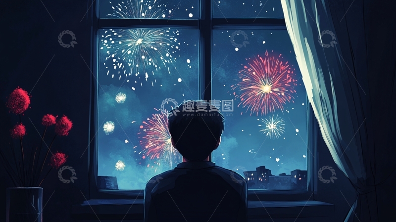 高清大图下载【趣麦麦图】看烟花的人3