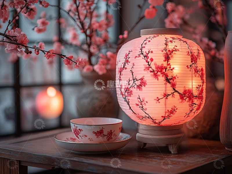 高清大图下载【趣麦麦图】灯笼与红樱1