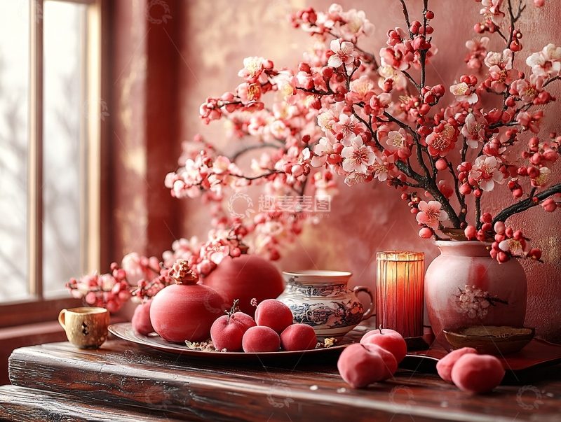 高清大图下载【趣麦麦图】-中式樱花布景5