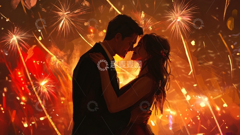 高清大图下载【趣麦麦图】唯美浪漫情侣插画10