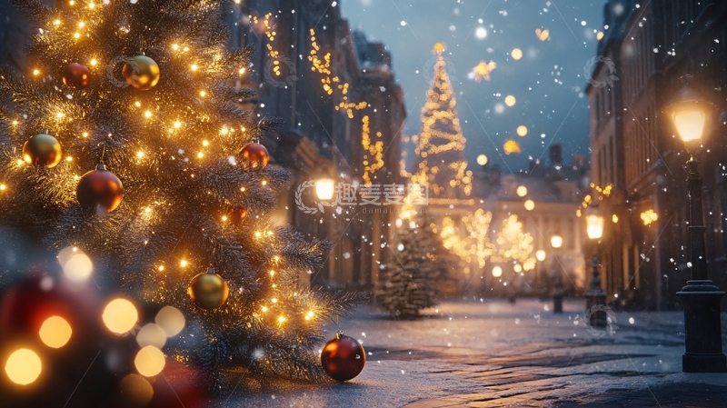 圣诞节的街道上的圣诞树3