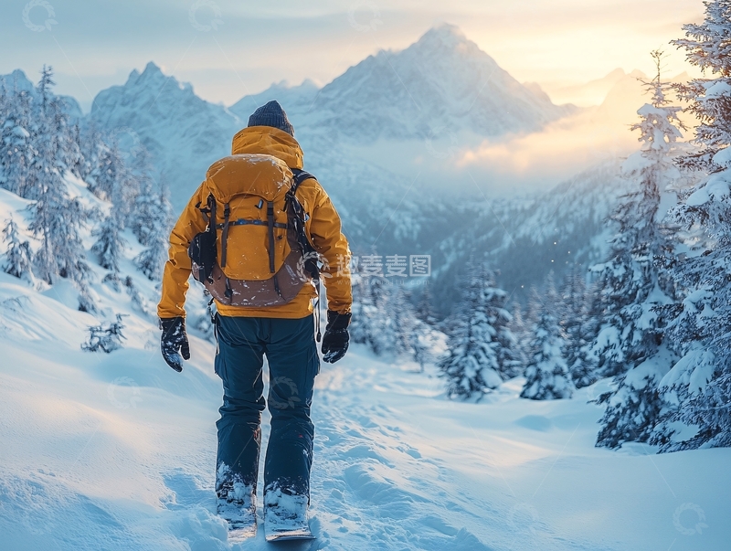 高清大图下载【趣麦麦图】冬天雪地驴友2