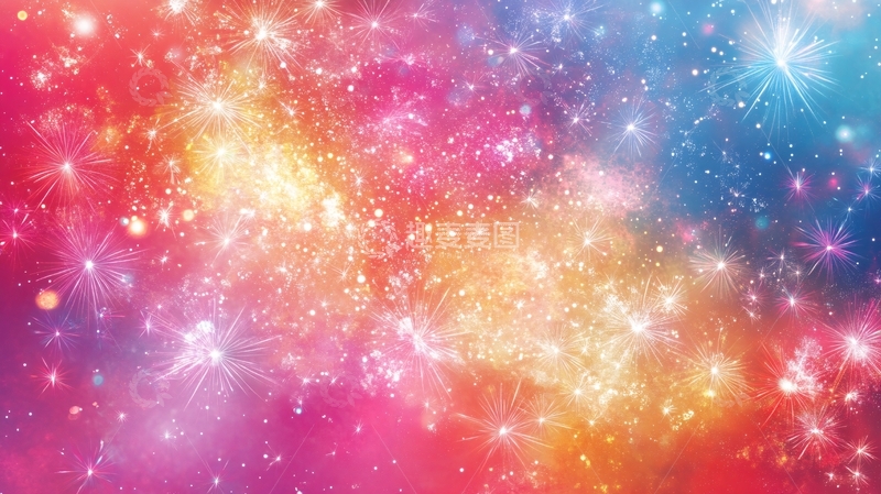 高清大图下载【趣麦麦图】烟火星星喜庆背景