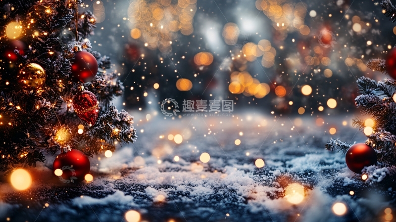 街道上的圣诞节冬天下雪2