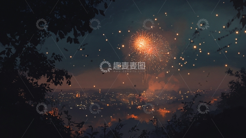 高清大图下载【趣麦麦图】横版烟火45