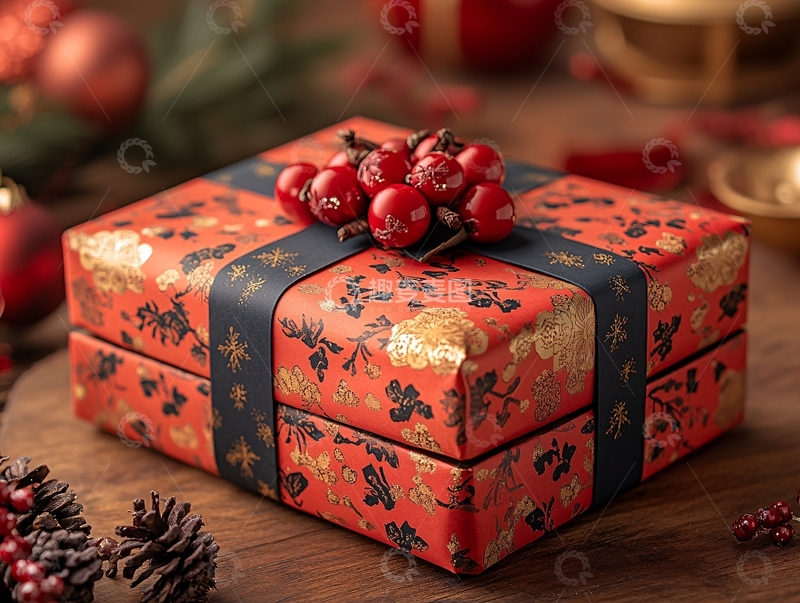 高清大图下载【趣麦麦图】新年礼盒手绘石榴礼盒