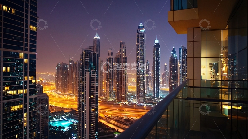 高清大图下载【趣麦麦图】阿布扎比城市夜景1