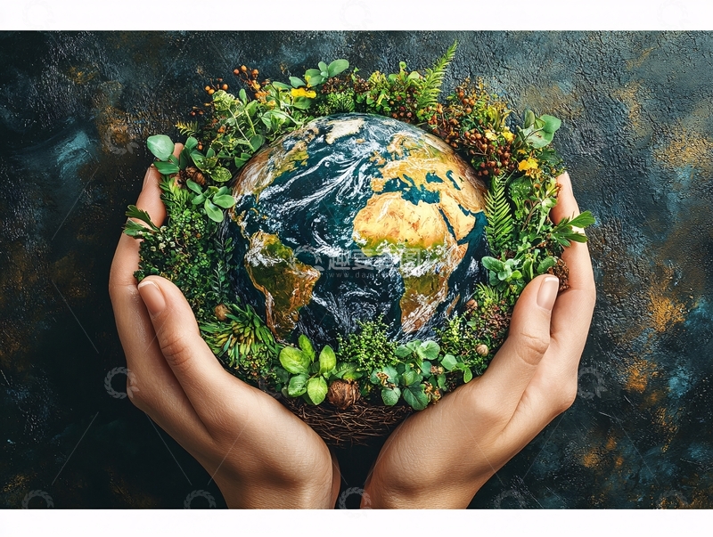 高清大图下载【趣麦麦图】环保再生能源木质手绘