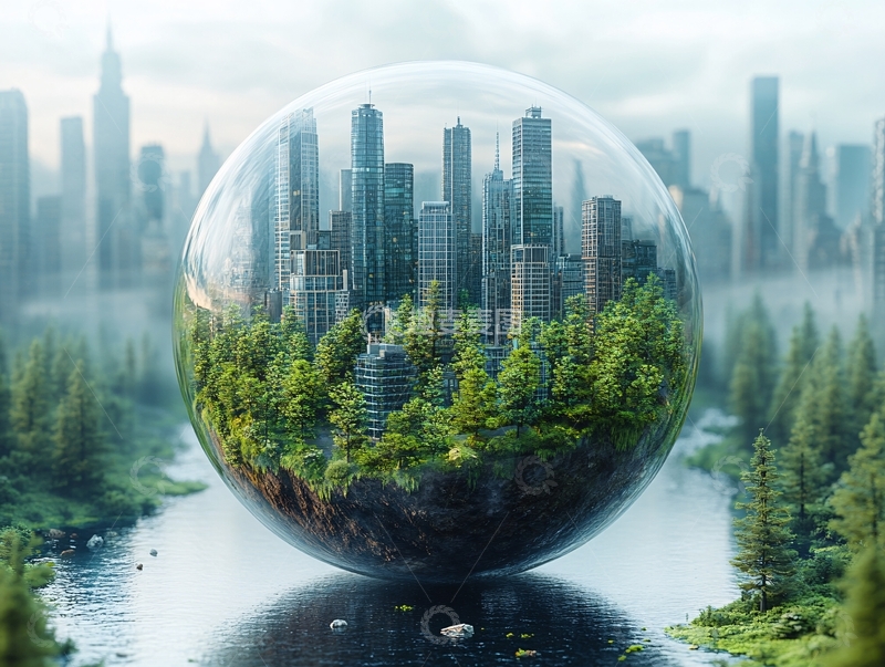 高清大图下载【趣麦麦图】球形城市