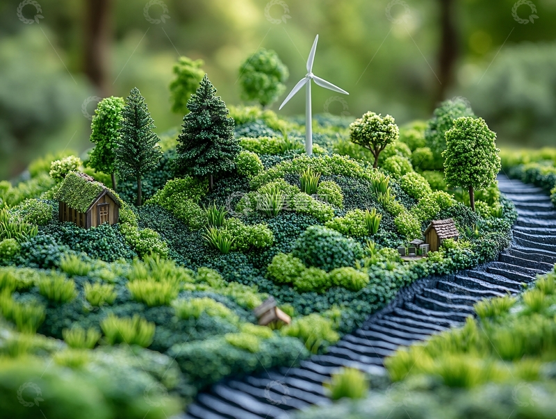 高清大图下载【趣麦麦图】创意绿色微缩场景1