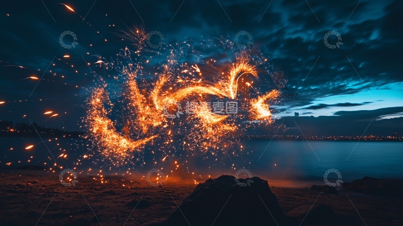 高清大图下载【趣麦麦图】烟花光影涂鸦1