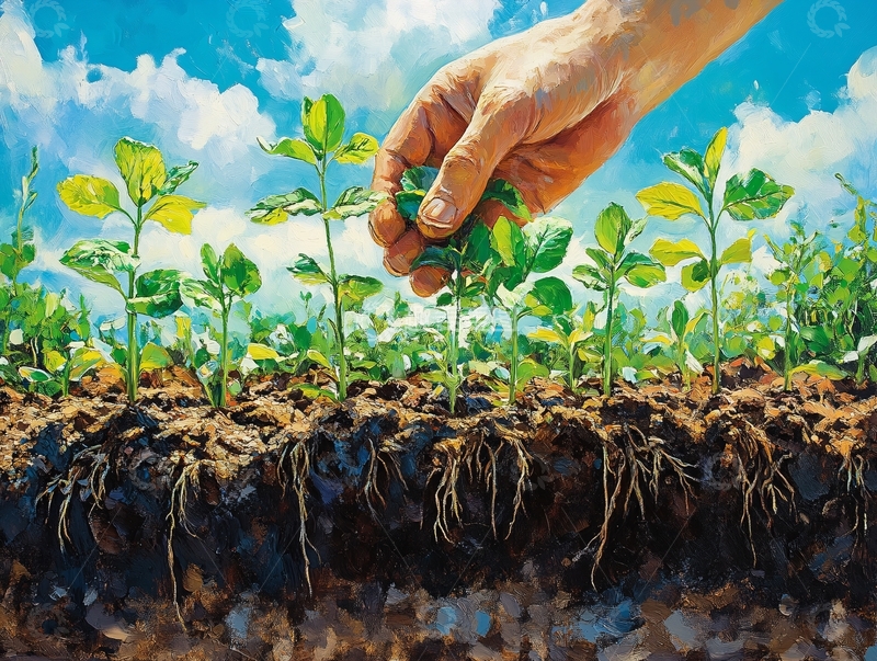 高清大图下载【趣麦麦图】人力种庄稼