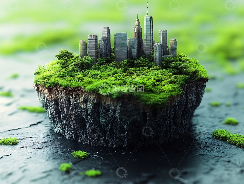 高清大图下载【趣麦麦图】城市悬浮岛风景5