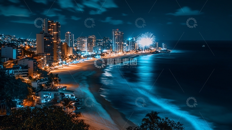 高清大图下载【趣麦麦图】双月湾夜景