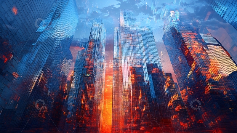 高清大图下载【趣麦麦图】-橙色科技城市10