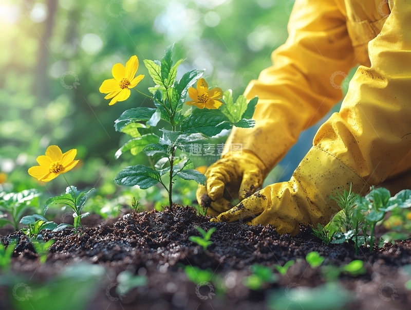 高清大图下载【趣麦麦图】种花的工人