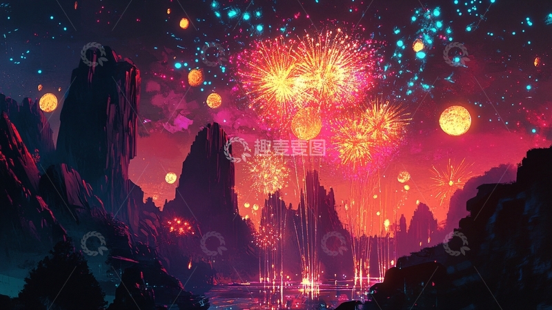 高清大图下载【趣麦麦图】横版烟火47