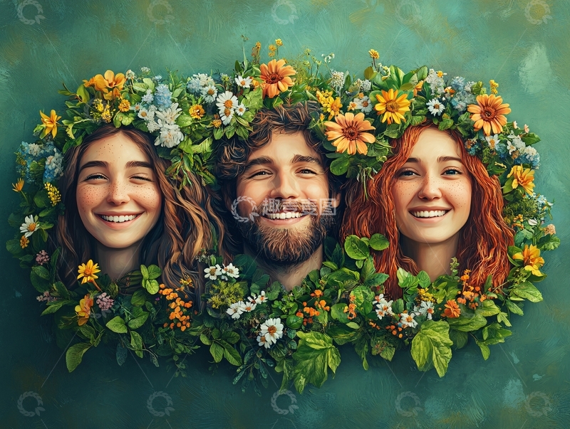 高清大图下载【趣麦麦图】花艺合影背景